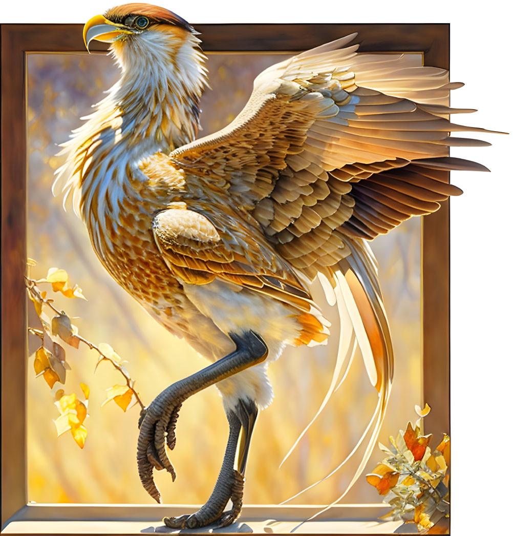 Detailed Hyper-Realistic Eagle Illustration in Autumnal Setting