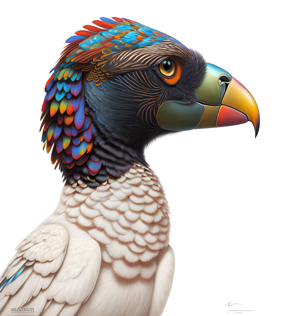 Stylized bird illustration blending parrot and eagle features