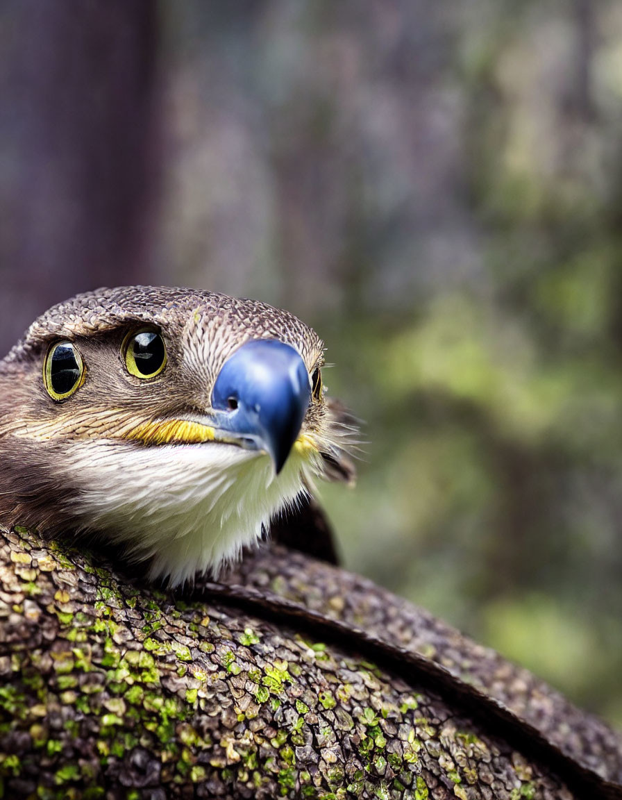 Majestic eagle close-up perched on tree branch