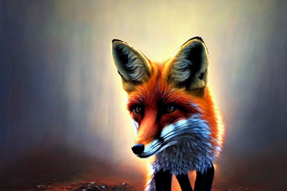 Detailed Red Fox Illustration with Striking Orange Fur