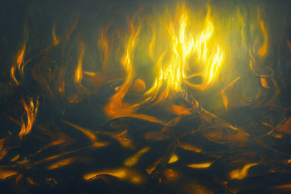 Intense Yellow and Orange Flames Painting