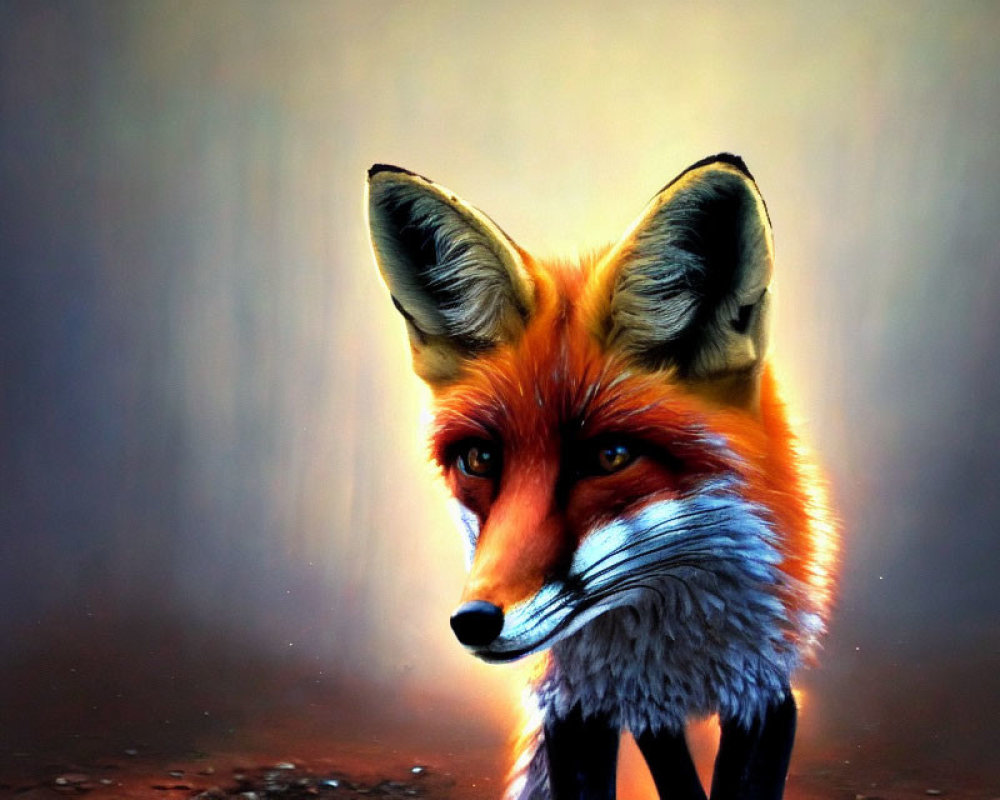 Detailed Red Fox Illustration with Striking Orange Fur