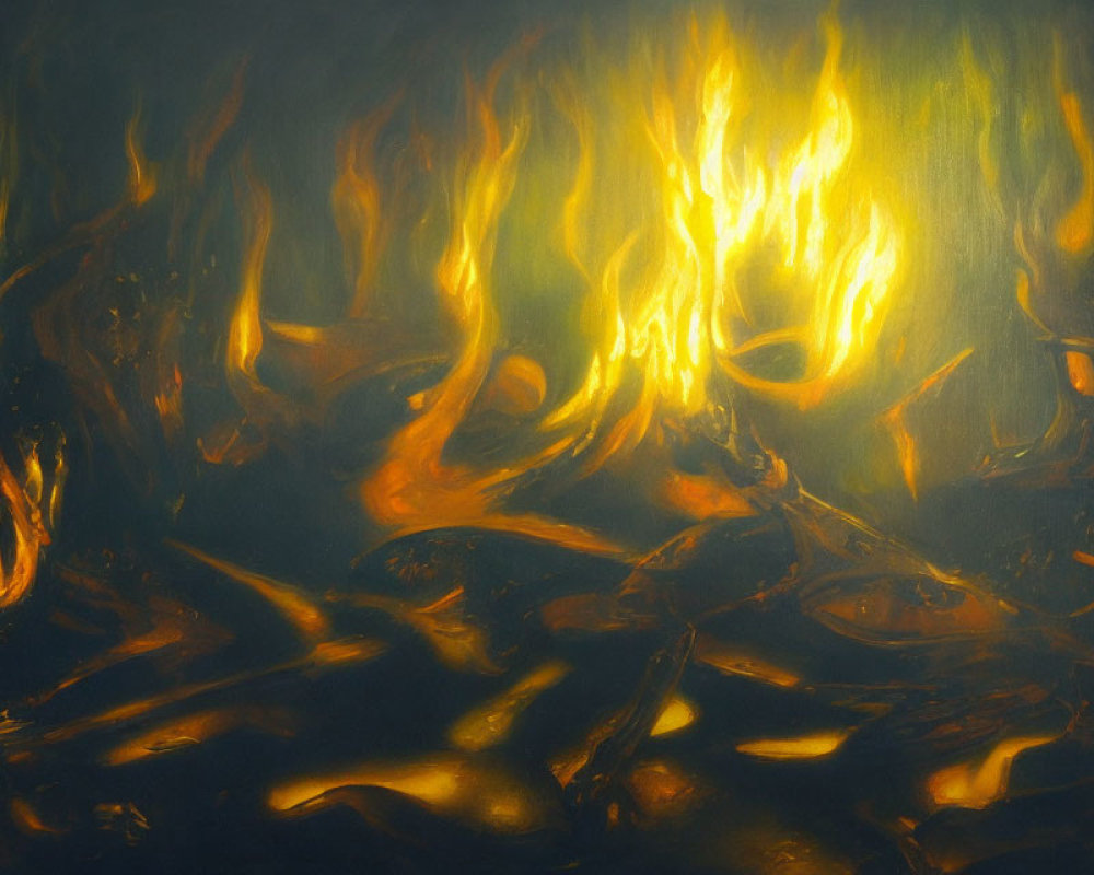 Intense Yellow and Orange Flames Painting