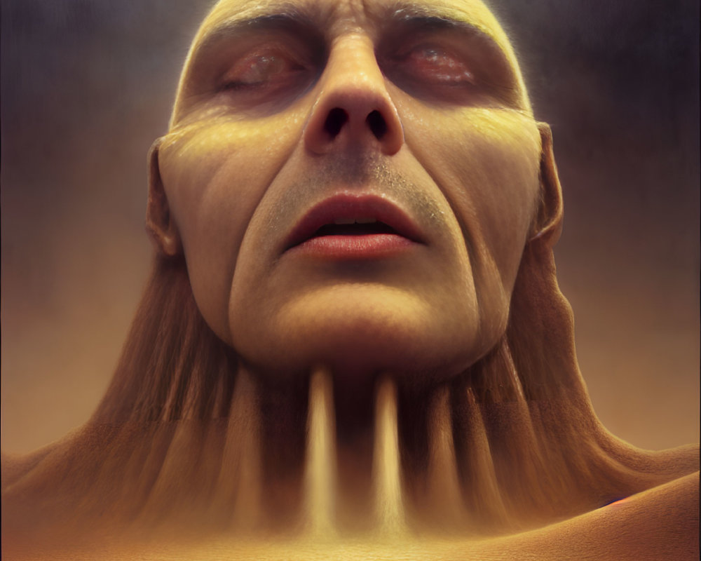 Bald humanoid figure with elongated face in digital art