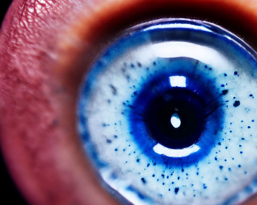 Detailed Close-up of Blue Human Eye on Black Background