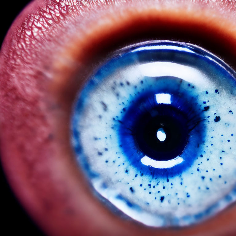 Detailed Close-up of Blue Human Eye on Black Background