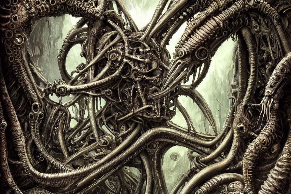 Biomechanical tentacles and hoses in misty setting