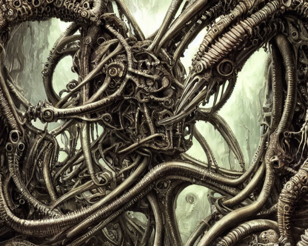 Biomechanical tentacles and hoses in misty setting