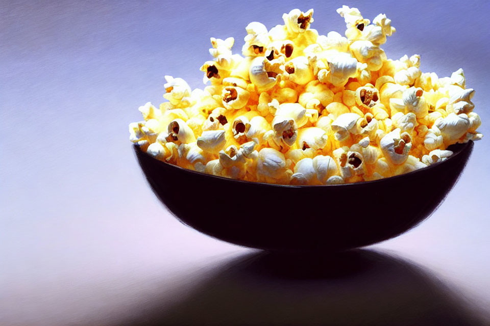 Yellow Popcorn Kernels in Bowl on Blue Gradient Background