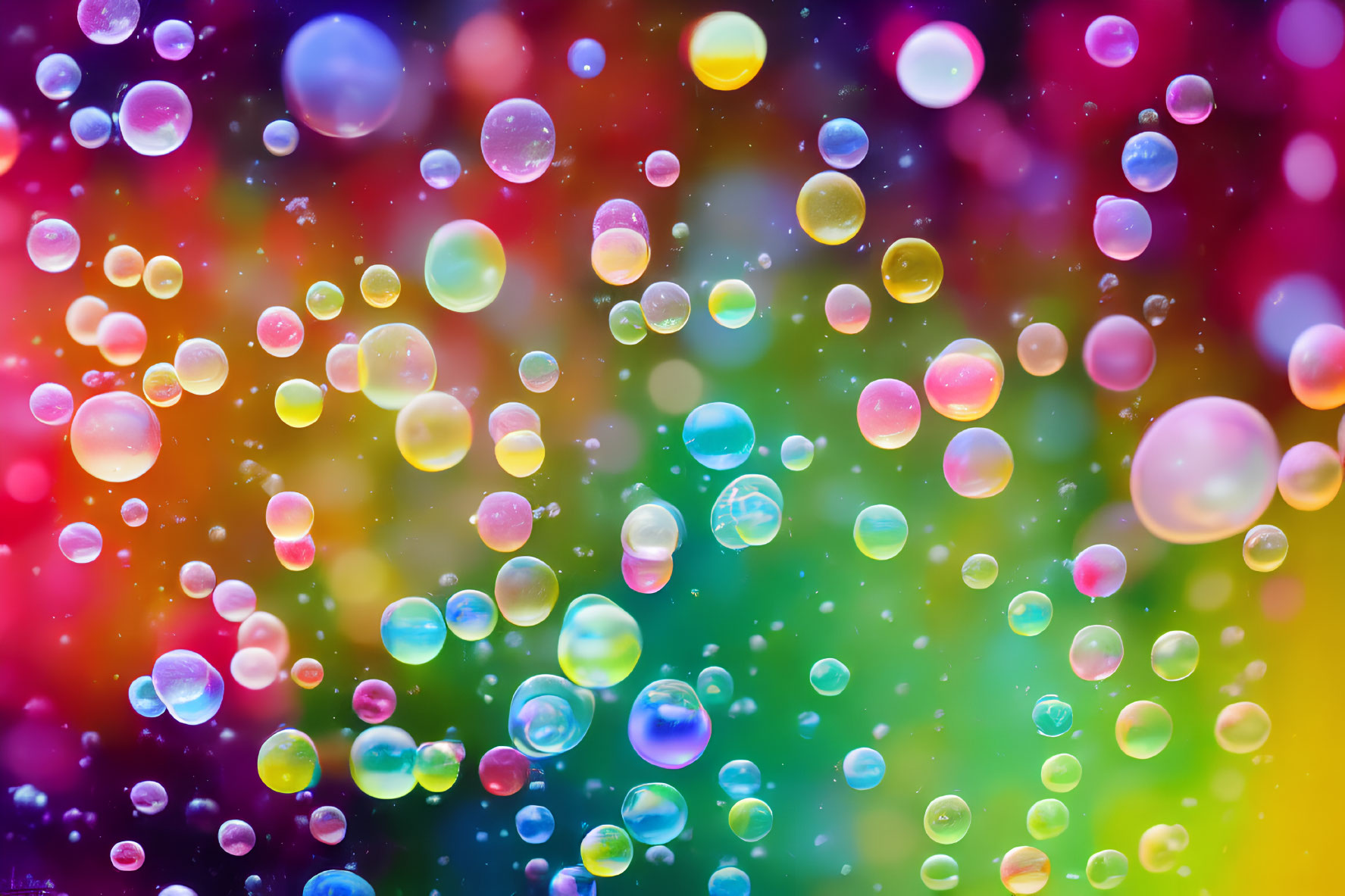 Colorful Floating Bubbles on Vibrant Multicolored Background