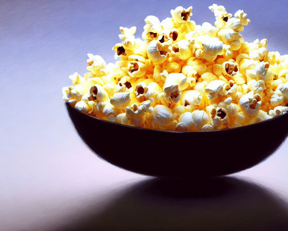 Yellow Popcorn Kernels in Bowl on Blue Gradient Background