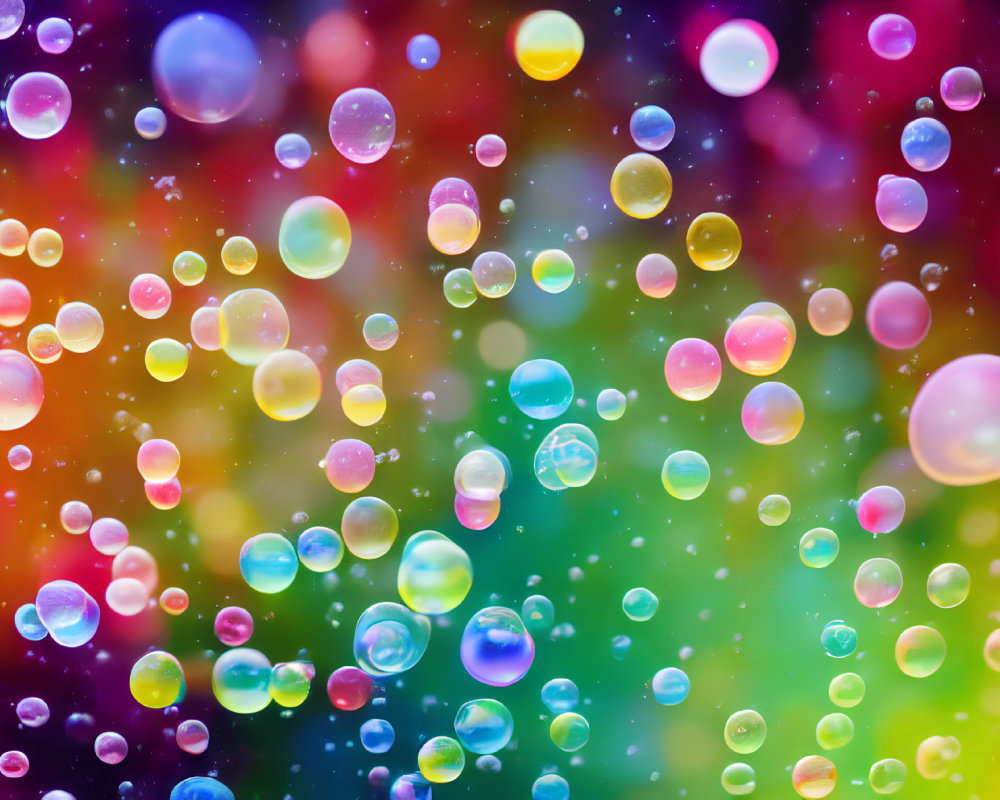 Colorful Floating Bubbles on Vibrant Multicolored Background