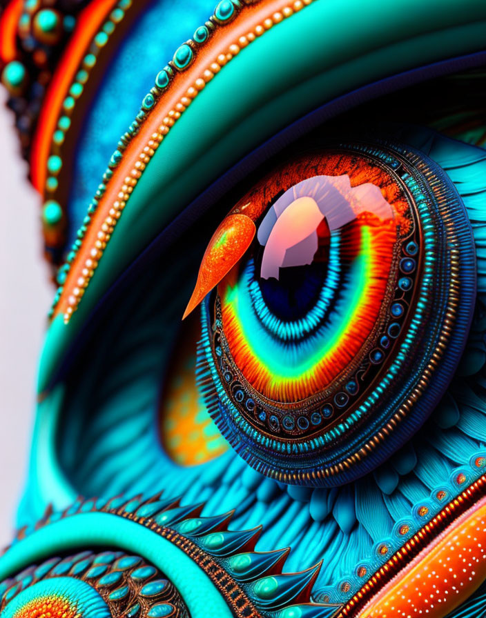 Colorful Owl Artwork with Detailed Patterns and Multicolored Eye