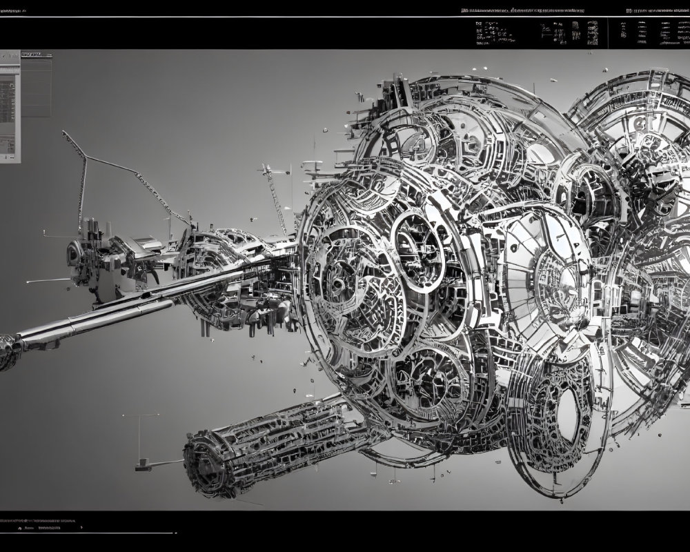 Detailed 3D Exploded-View Illustration of Futuristic Spaceship