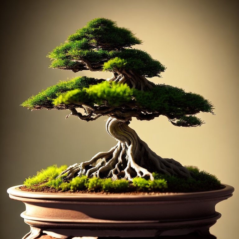 Meticulously Trimmed Bonsai Tree in Terracotta Pot