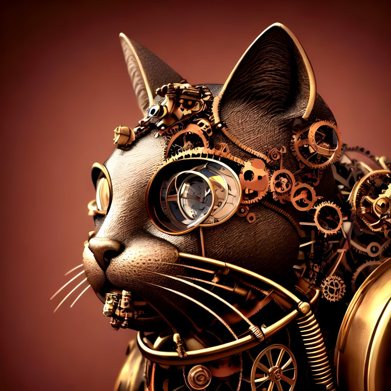 steampunk mechanical cat