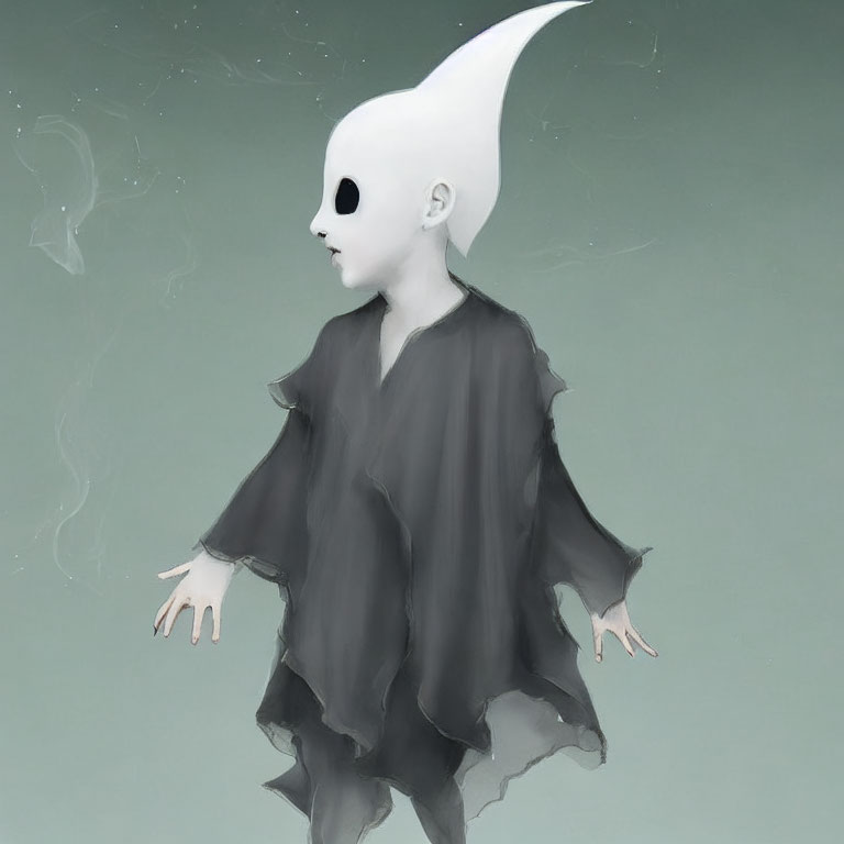 Ghostly Figure with White Face and Dark Robe Illustration