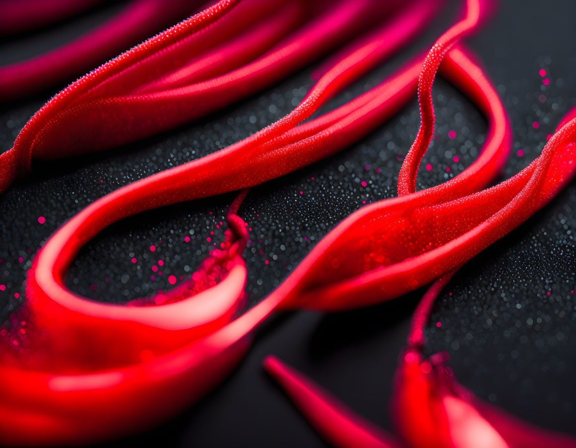 Vibrant red paint streaks on textured black background