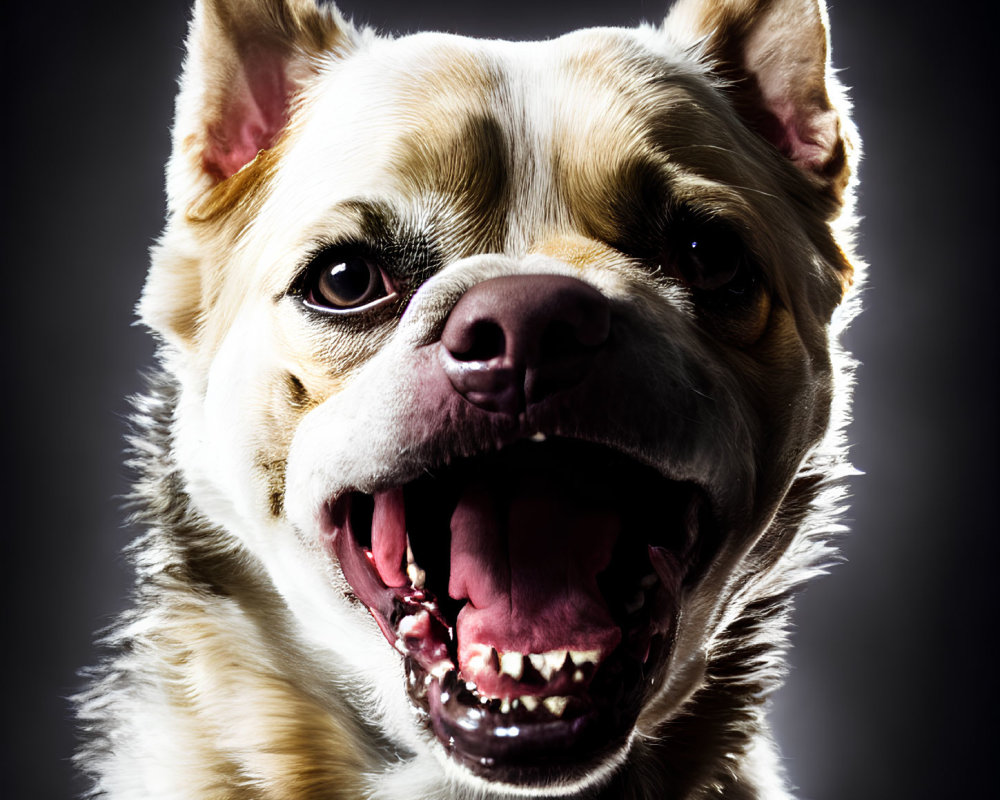 Fierce dog with bared teeth in close-up shot