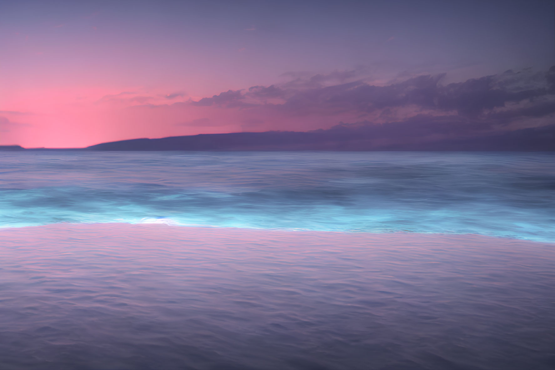 Tranquil Dusk Seascape with Pink and Purple Hues