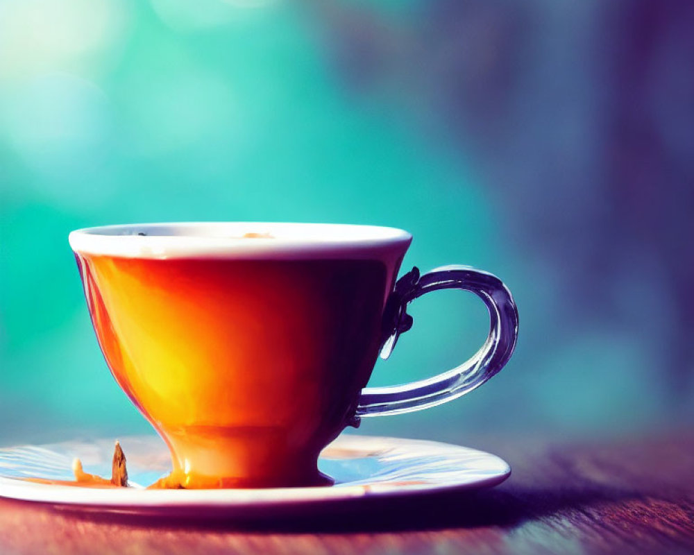 Steaming Cup of Coffee on Blurred Green Background