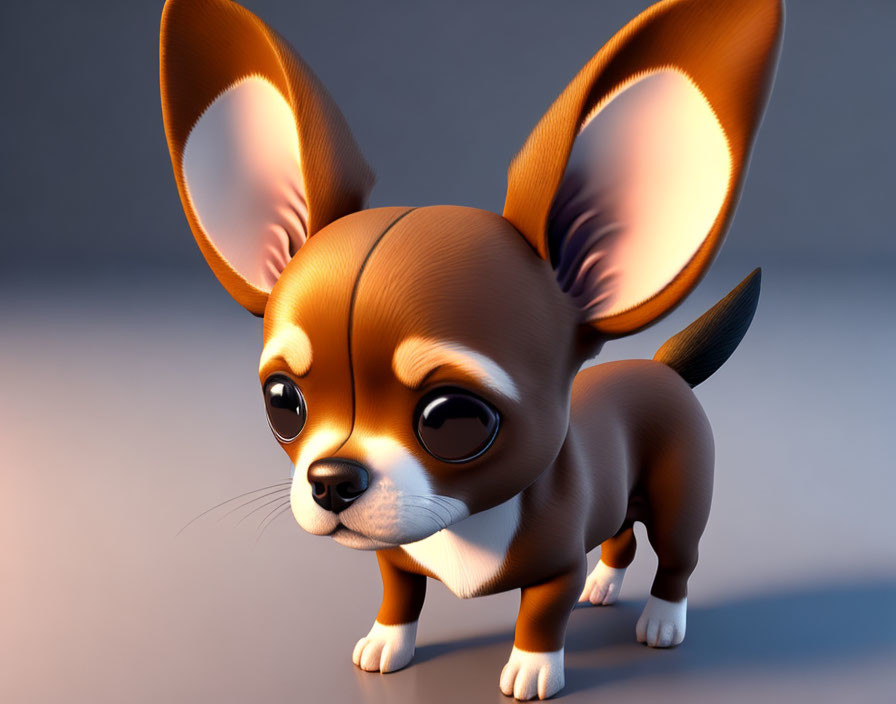 Brown Cartoon Puppy with Oversized Ears and Big Eyes