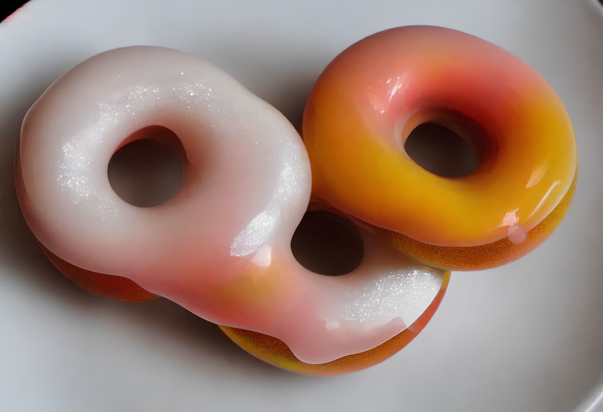 Glazed Doughnuts: Pink and Gradient on White Plate