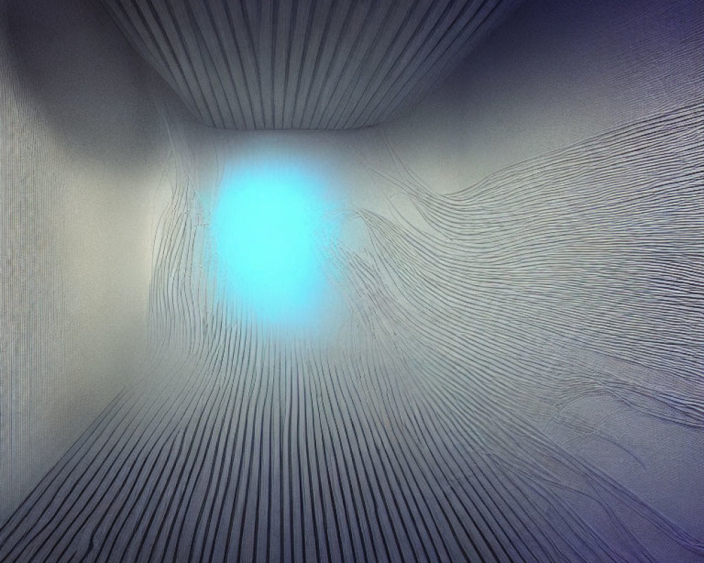 Converging Lines Create Tunnel Illusion with Bright Blue Light