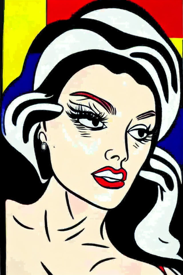 Colorful Pop Art Portrait of Woman with Bold Stylized Design