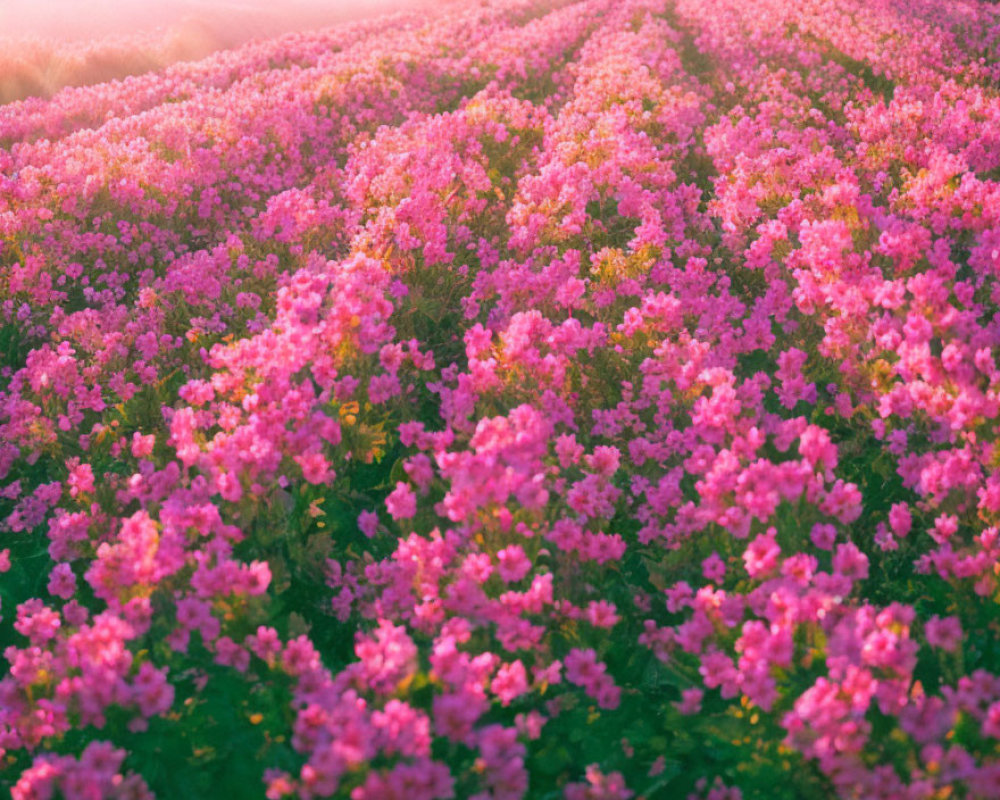 Vibrant Pink Flowers in Golden Sunlight