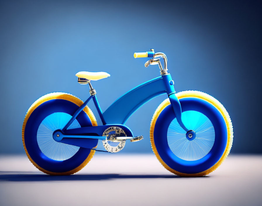 Blue Children's Balance Bike with White Seat and Yellow Accents