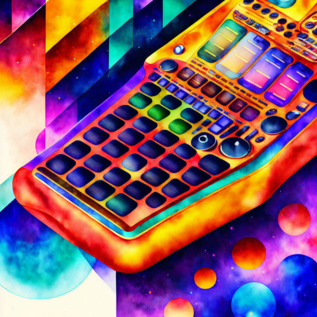 Colorful Abstract Illustration of MIDI Drum Pad Controller