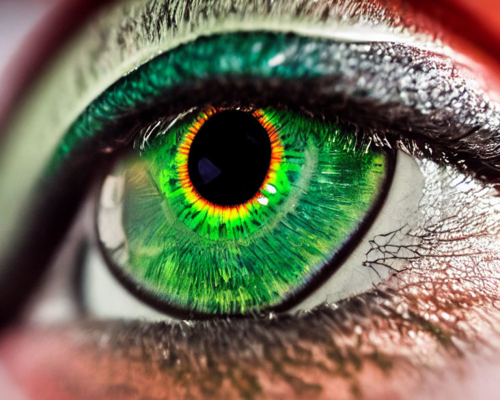 Detailed Close-Up of Vibrant Green Eye with Dilated Pupil