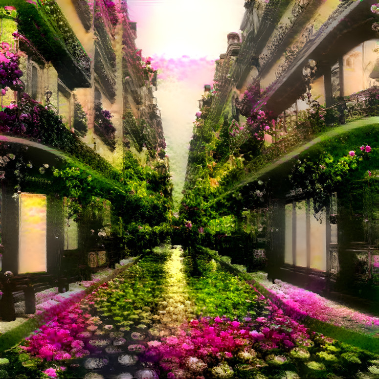 Street with flowers.