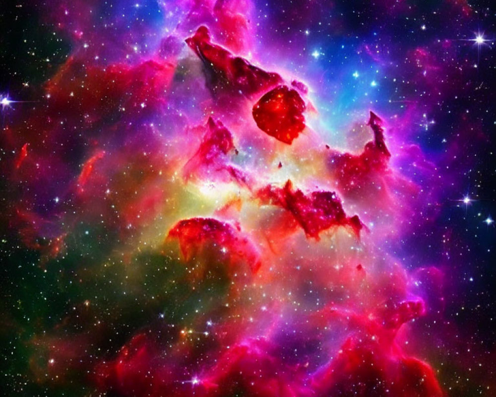 Colorful Cosmic Image Featuring Pink and Blue Nebulae and Stars