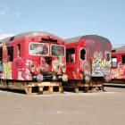 Colorful Psychedelic Train Illustration on Dreamy Background