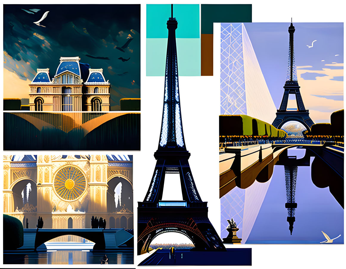 Collage of Paris attractions