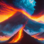 Vibrant volcanic eruption digital artwork at twilight