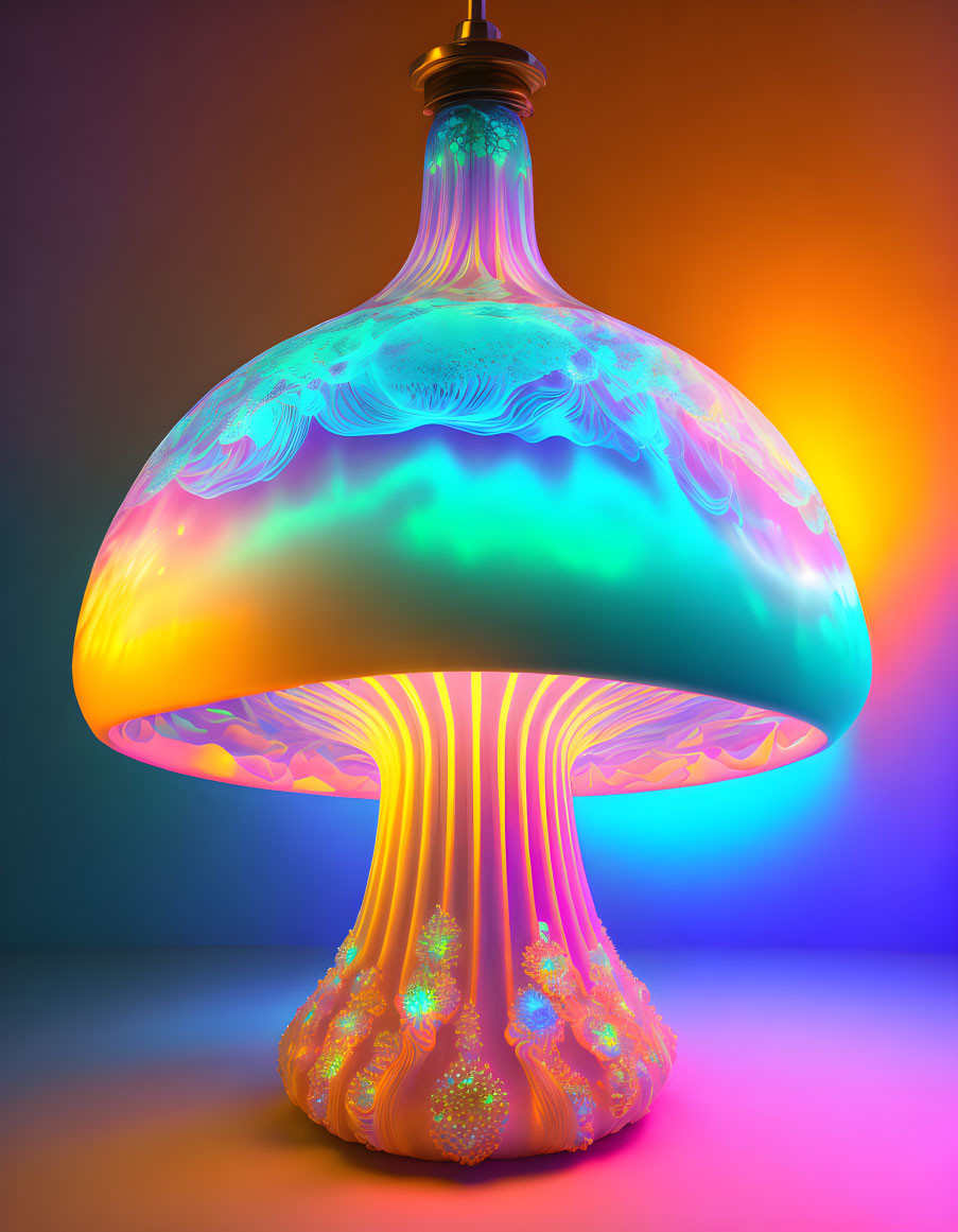 Colorful 3D Mushroom Lamp with Neon Glow