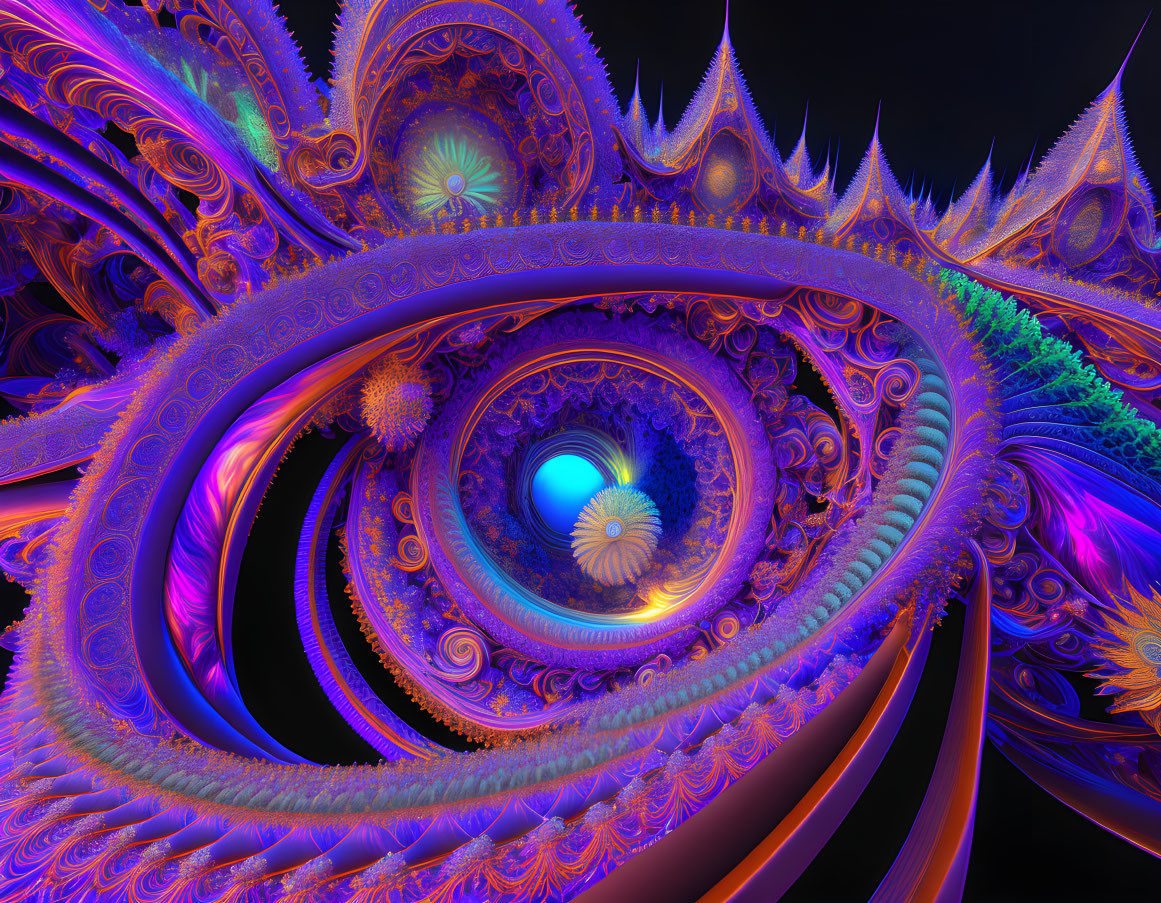 Colorful Fractal Art with Neon Swirls and Detailed Patterns