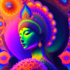 Colorful digital artwork: two serene faces with ornate headpieces and intricate mandala patterns.