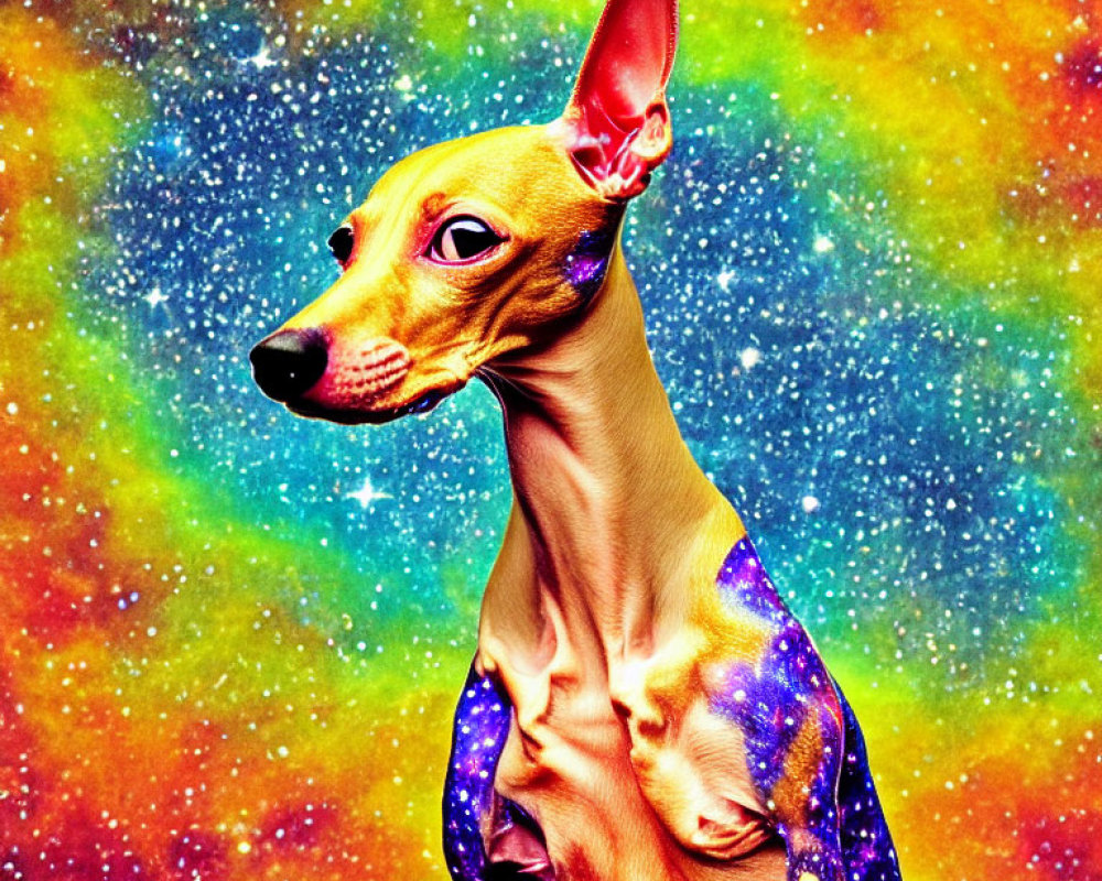 Italian Greyhound in Cosmic Night Sky Edit