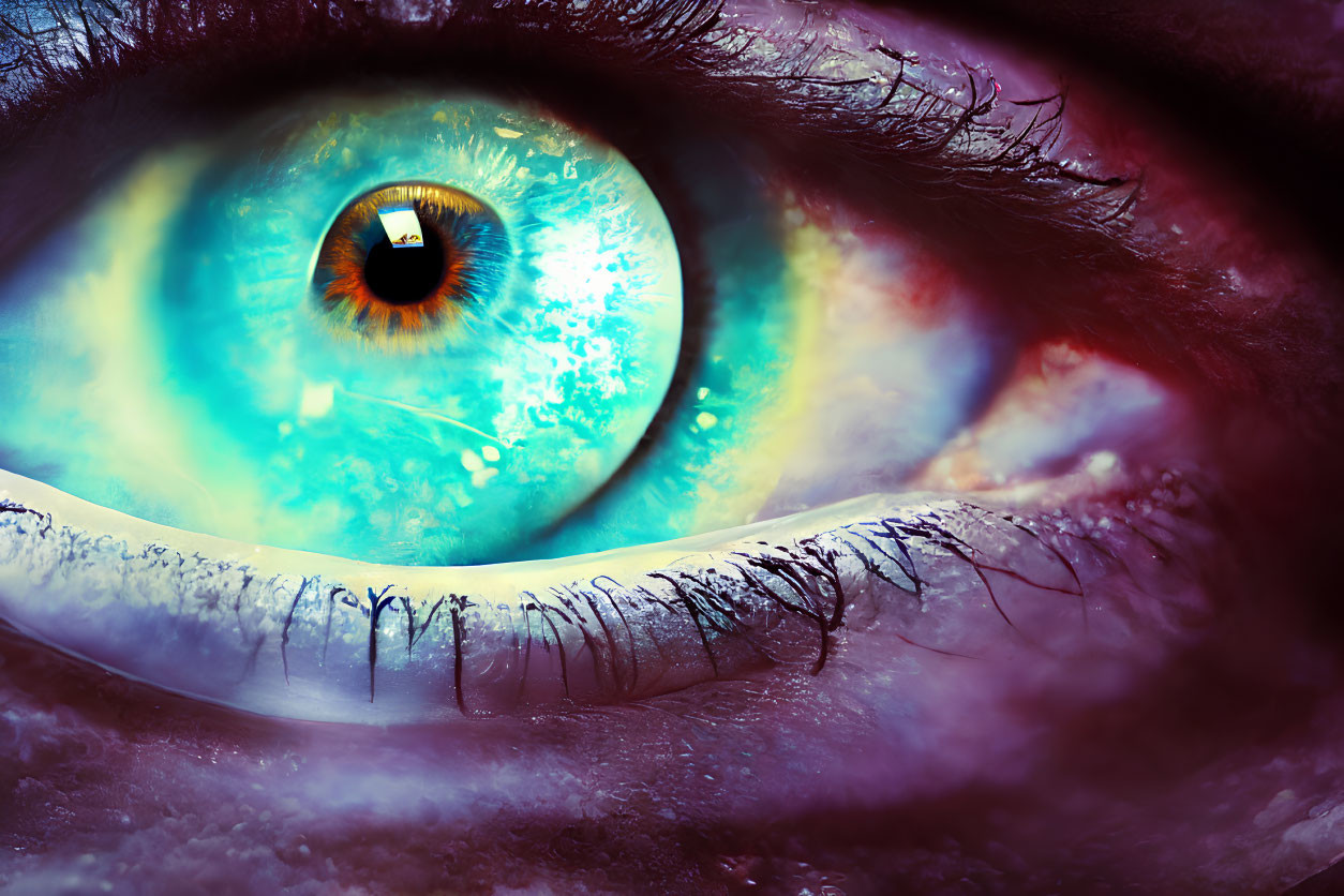 Detailed Close-Up of Vividly Colored Human Eye