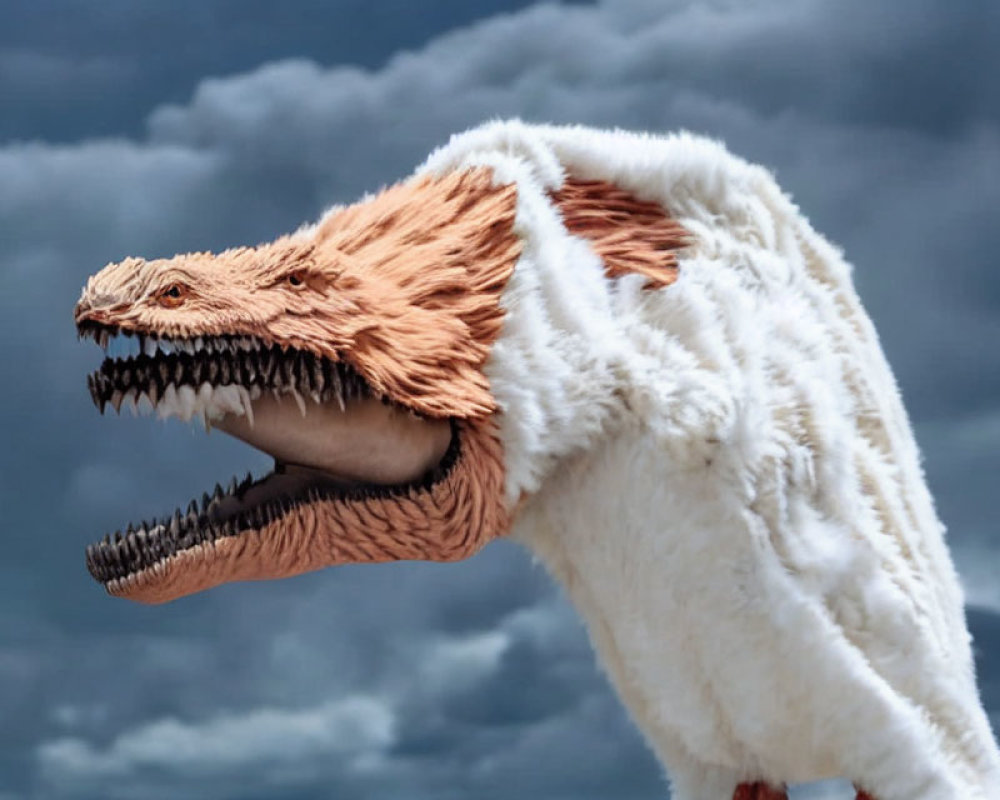 Composite Image: Eagle Body with Dinosaur Head on Stormy Sky