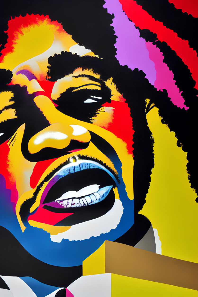 Colorful Pop Art Style Portrait of a Man with Exaggerated Features