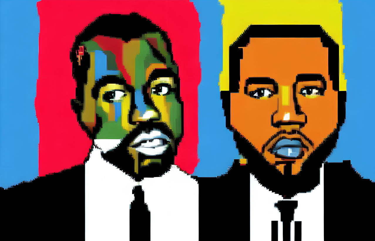 Stylized, Colorful Pixelated Portraits in Suits and Ties