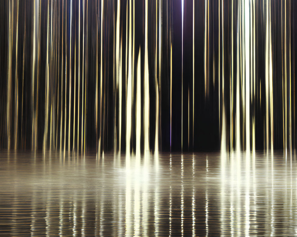 Vertical Light Streaks Reflection on Water at Night