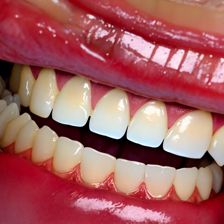 Detailed Close-Up of Person's Open Mouth with Varying Tooth Shades