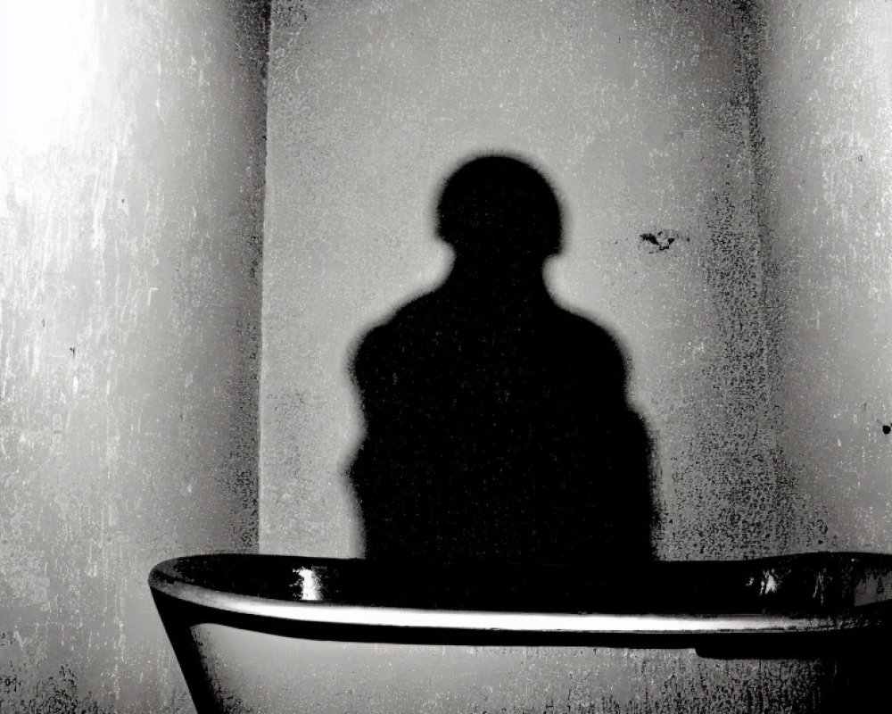 Monochromatic silhouette on textured wall above chair