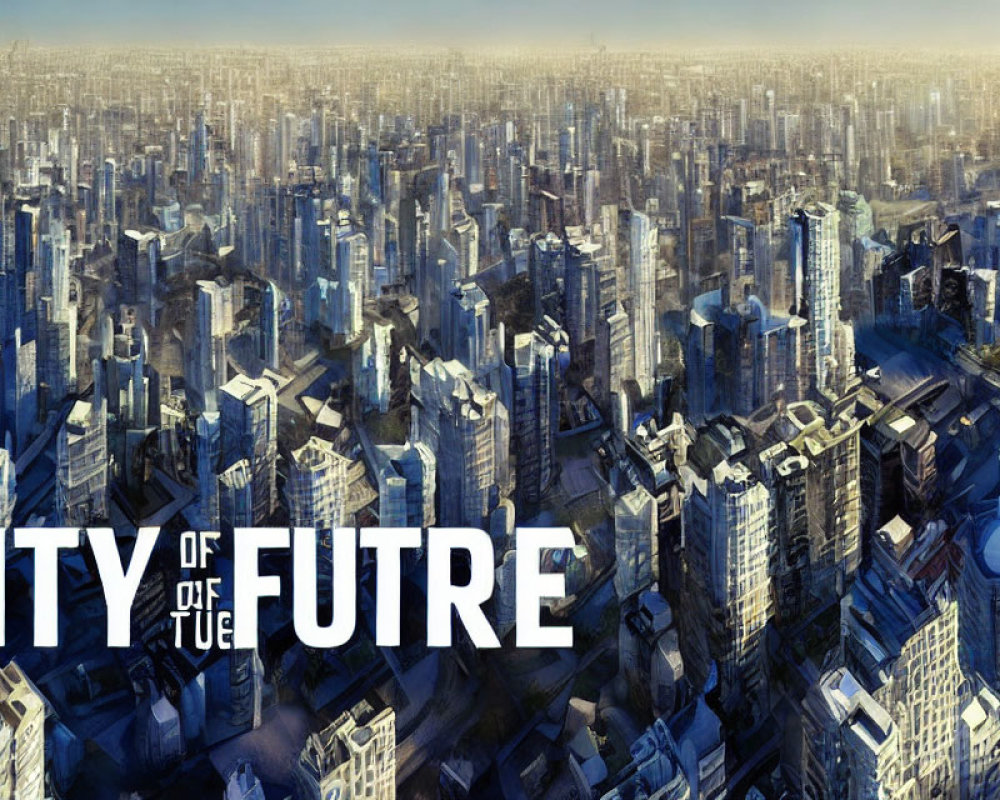 Futuristic cityscape with high-rises and "City of Future" text